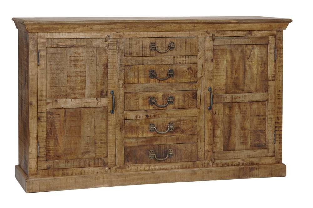 Crestview Collection - Bengal Manor Mango Wood 5 Drawer and 2 Door Sideboard - CVFNR306 veiw 1