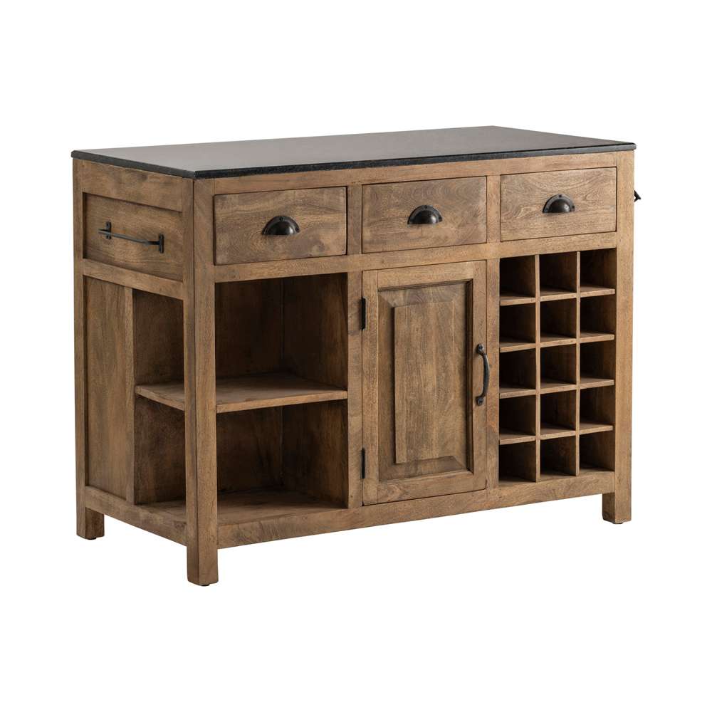 Crestview Collection - Bengal Manor Mango Wood and Granite Kitchen Island - CVFNR490 veiw 1