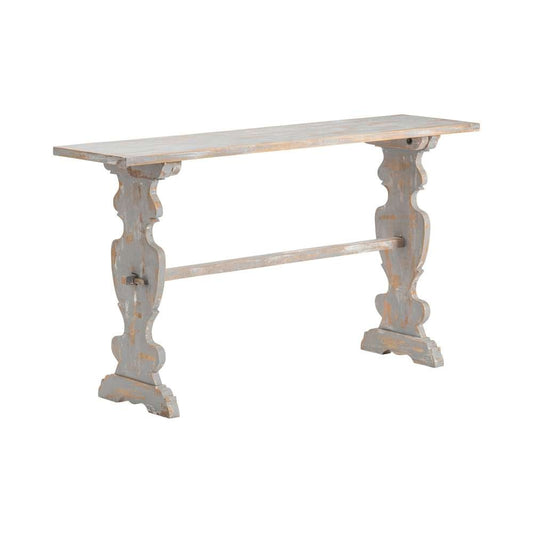 Crestview Collection - Bengal Manor Mango Wood Carved Leg Console Table Heavily Distressed Grey Finish - CVFNR652 veiw 1