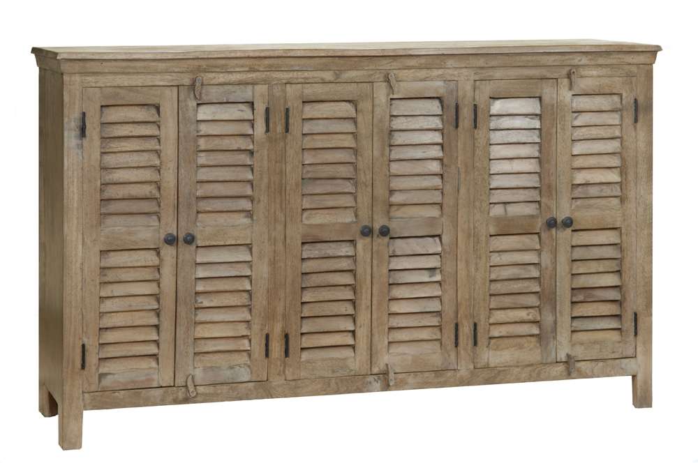 Crestview Collection - Bengal Manor Mango Wood Grey 6 Door Sideboard - CVFNR305 veiw 1