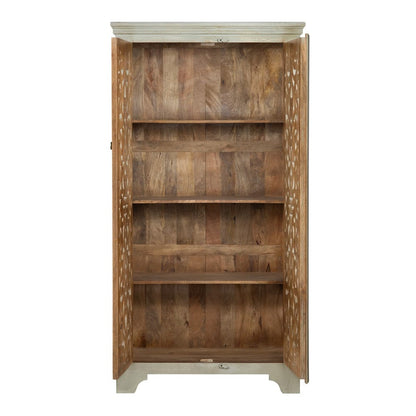 Crestview Collection - Bengal Manor Mango Wood Hand Carved Open Design 2 Door Tall Cabinet - CVFNR353
