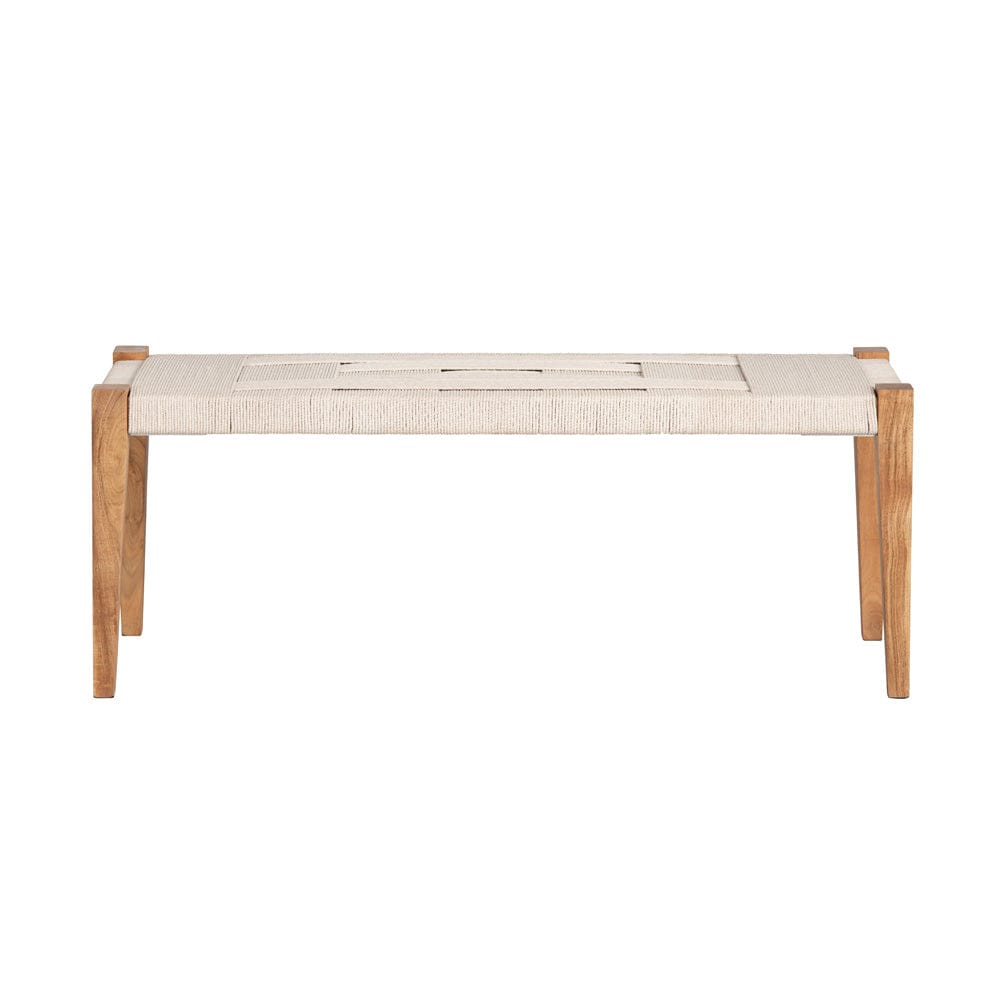 Crestview Collection - Biscayne 48 in. Beige Upholstered Accent Bench with Brown Solid Wood Frame - CVFNR4813 view 2