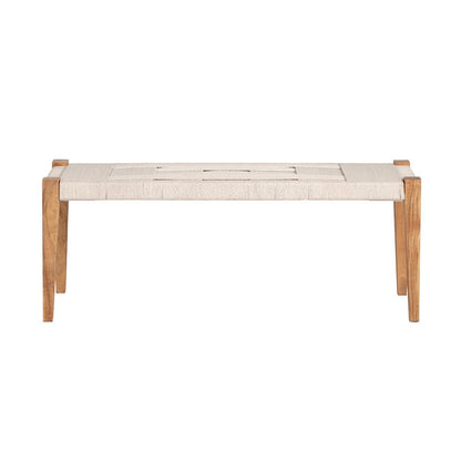 Crestview Collection - Biscayne 48 in. Beige Upholstered Accent Bench with Brown Solid Wood Frame - CVFNR4813 view 2