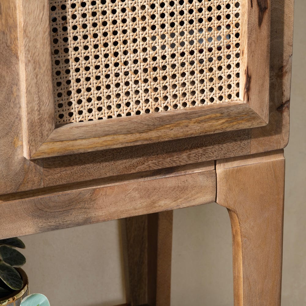 Crestview Collection - Biscayne Brown Solid Wood 2 Drawer 2 Door Wine Cabinet with Cane Door Fronts - CVFNR4380 view 5