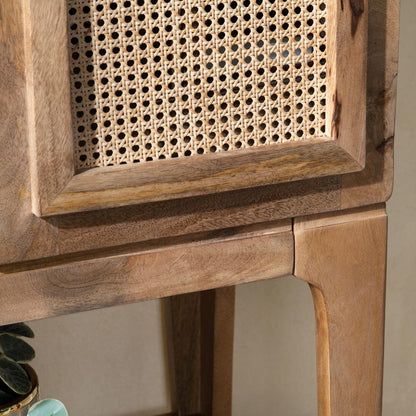 Crestview Collection - Biscayne Brown Solid Wood 2 Drawer 2 Door Wine Cabinet with Cane Door Fronts - CVFNR4380 view 5