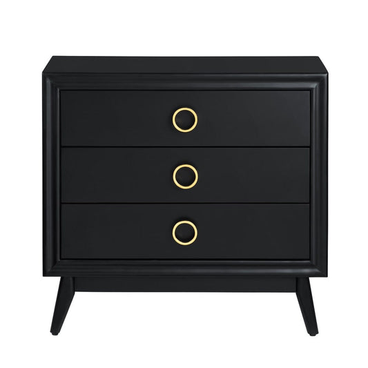 Crestview Collection - Black Solid Wood 3 Drawer Accent Chest - CVFVR8437 view 2