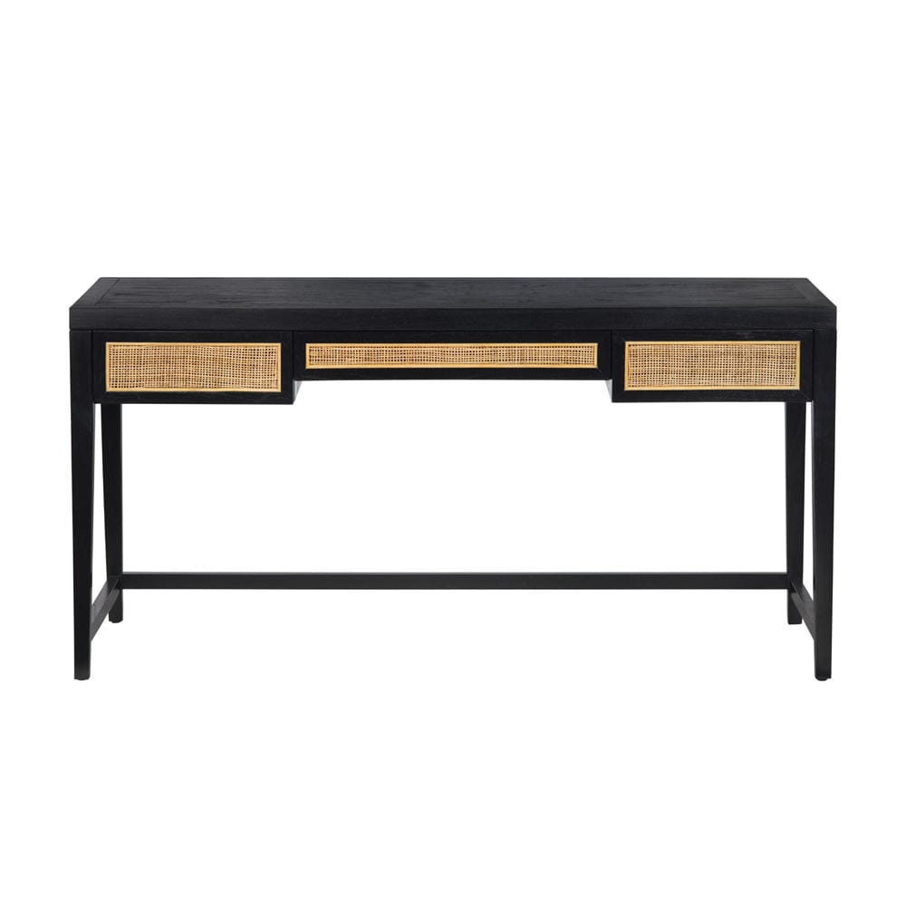 Crestview Collection - Black Solid Wood 3 Drawer Writing Desk - CVFDR1311 view 2