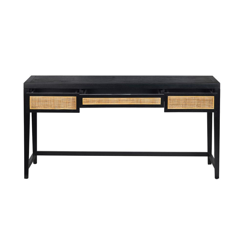 Crestview Collection - Black Solid Wood 3 Drawer Writing Desk - CVFDR1311 view 3