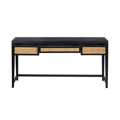 Crestview Collection - Black Solid Wood 3 Drawer Writing Desk - CVFDR1311 view 3