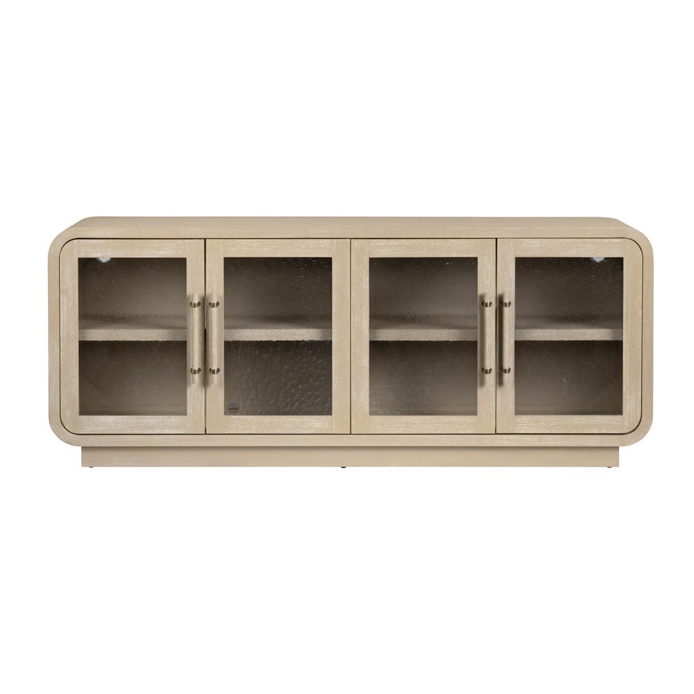 Crestview Collection - Bristol 80 in. Tan Solid Wood 4 Door Media Credenza / Sideboard - CVFDR1213 view 2