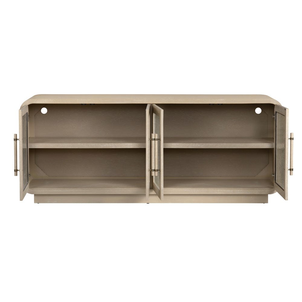 Crestview Collection - Bristol 80 in. Tan Solid Wood 4 Door Media Credenza / Sideboard - CVFDR1213 view 3