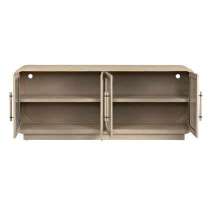 Crestview Collection - Bristol 80 in. Tan Solid Wood 4 Door Media Credenza / Sideboard - CVFDR1213 view 3