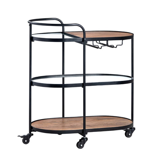 Crestview Collection - Brown Solid Wood 3 Shelf Bar Cart Server with Casters - CVFNR4540 view 1