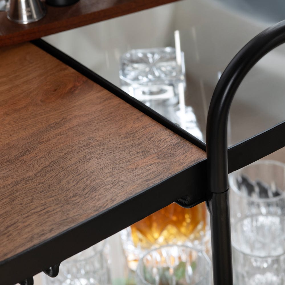 Crestview Collection - Brown Solid Wood 3 Shelf Bar Cart Server with Casters - CVFNR4540 view 5