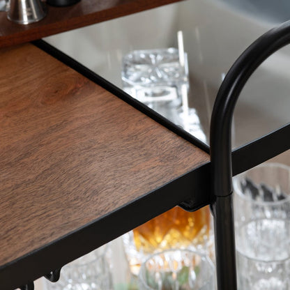 Crestview Collection - Brown Solid Wood 3 Shelf Bar Cart Server with Casters - CVFNR4540 view 5