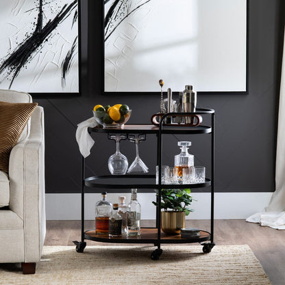 Crestview Collection - Brown Solid Wood 3 Shelf Bar Cart Server with Casters - CVFNR4540 view 7