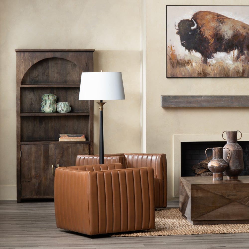Crestview Collection - Brown Upholstered Accent Arm Chair with Black Iron Frame - CVFZR6159 view 6