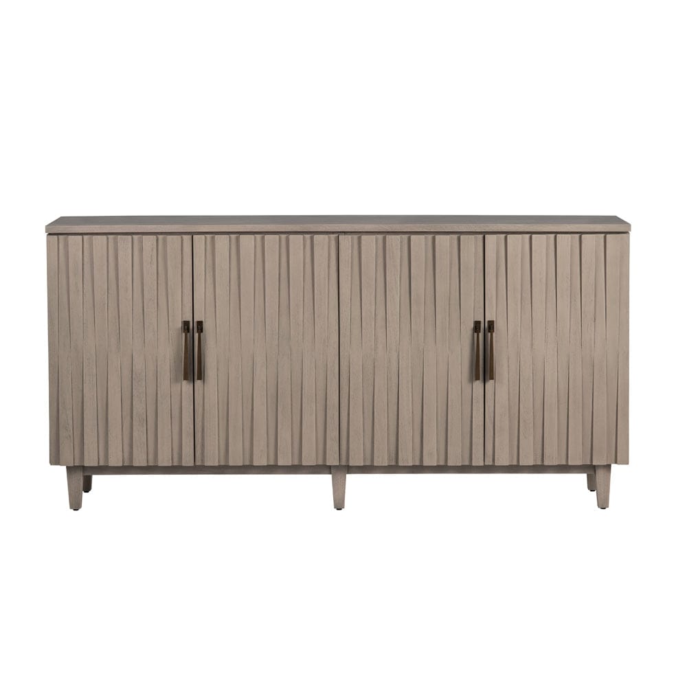 Crestview Collection - Butler 76 in. Tan Solid Wood 4 Door Media Credenza / Sideboard - CVFDR1222 view 2
