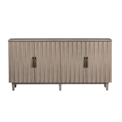 Crestview Collection - Butler 76 in. Tan Solid Wood 4 Door Media Credenza / Sideboard - CVFDR1222 view 2