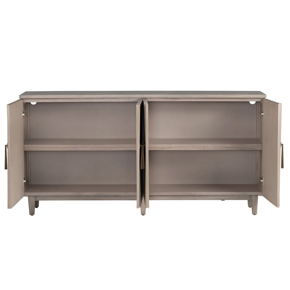 Crestview Collection - Butler 76 in. Tan Solid Wood 4 Door Media Credenza / Sideboard - CVFDR1222 view 3
