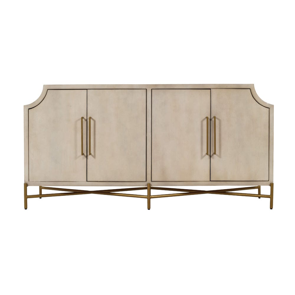 Crestview Collection - Capital 80 in. Cream Solid Wood 4 Door Media Credenza / Sideboard - CVFNR4819 view 2
