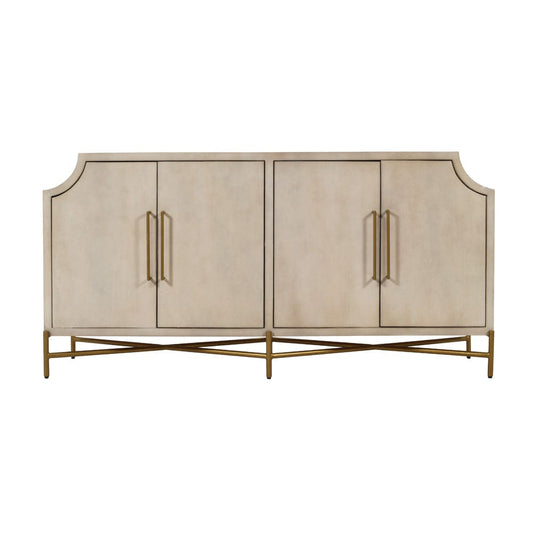 Crestview Collection - Capital 80 in. Cream Solid Wood 4 Door Media Credenza / Sideboard - CVFNR4819 view 2