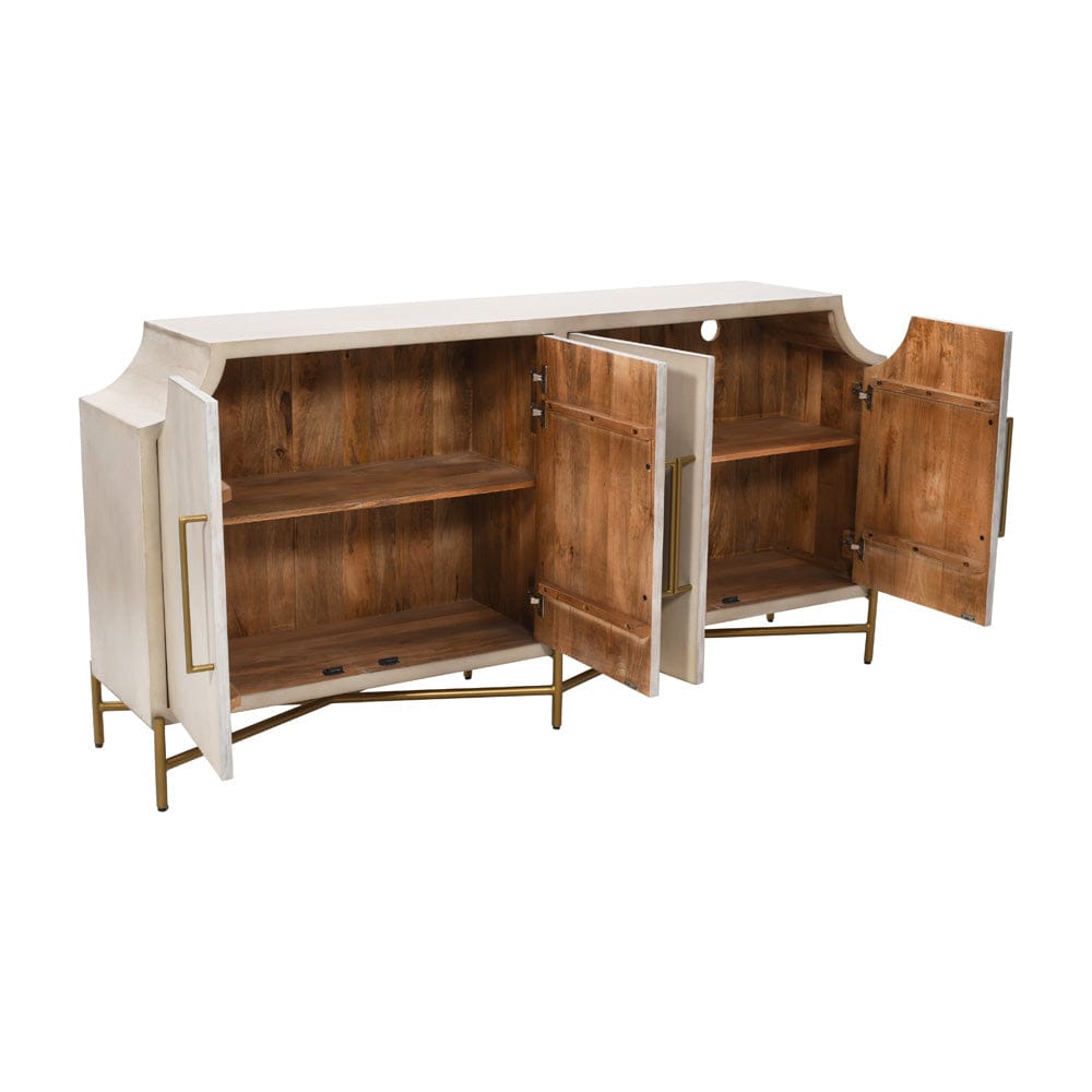 Crestview Collection - Capital 80 in. Cream Solid Wood 4 Door Media Credenza / Sideboard - CVFNR4819 view 3