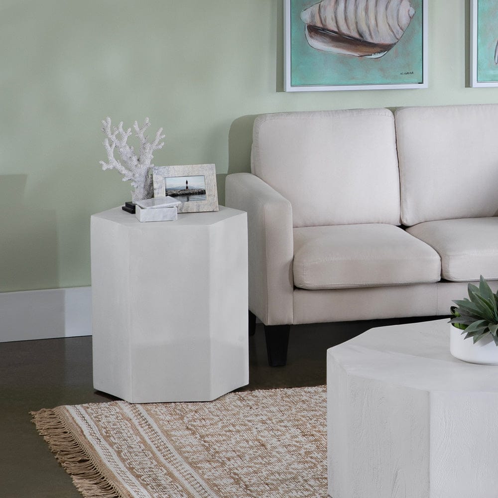 Crestview Collection - Caspian Free Form White Solid Wood Accent End Table - CVFNR4518 view 4