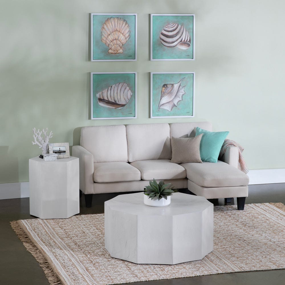 Crestview Collection - Caspian White Solid Wood Free Form Coffee Table / Cocktail Table - CVFNR4517 view 3