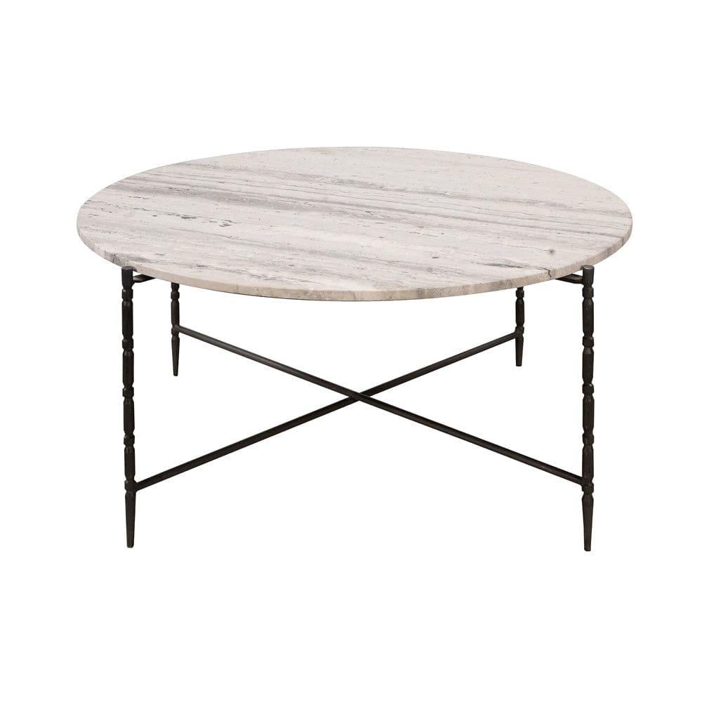 Crestview Collection - Cassian Gray Marble Round Coffee Table / Cocktail Table with Iron Legs - CVFNR5230 view 1