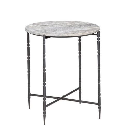 Crestview Collection - Cassian Round Gray Marble Accent End Table - CVFNR5231 view 1