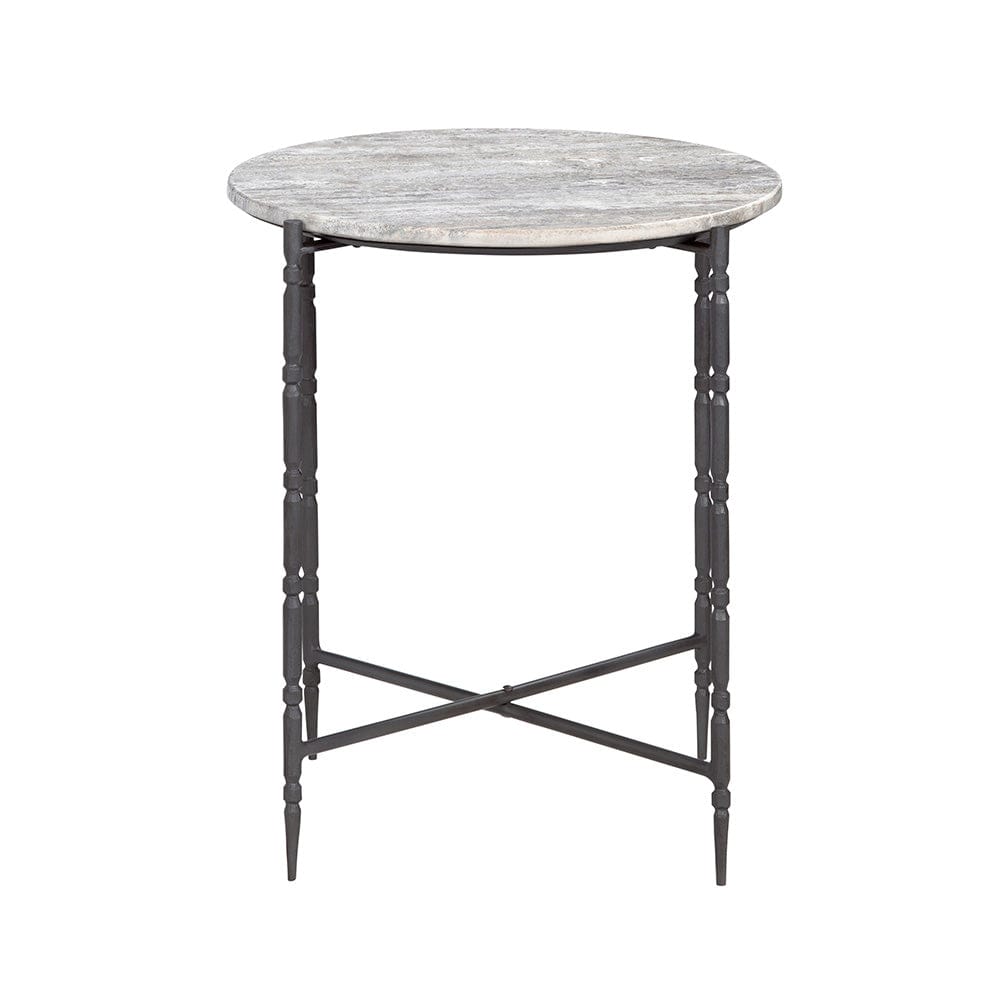 Crestview Collection - Cassian Round Gray Marble Accent End Table - CVFNR5231 view 2