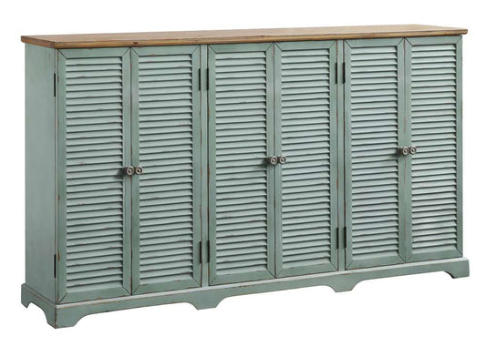 Crestview Collection - Clearwater 6 Louvered Door Sea Wash Sideboard with Wood Top - CVFZR4560 veiw 1