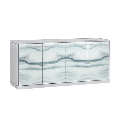 Crestview Collection - Denali 72 in. White Mirror 4 Door Media Credenza / Sideboard - CVFZR6170 view 1