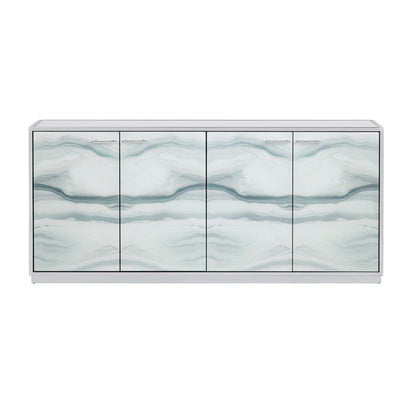 Crestview Collection - Denali 72 in. White Mirror 4 Door Media Credenza / Sideboard - CVFZR6170 view 2