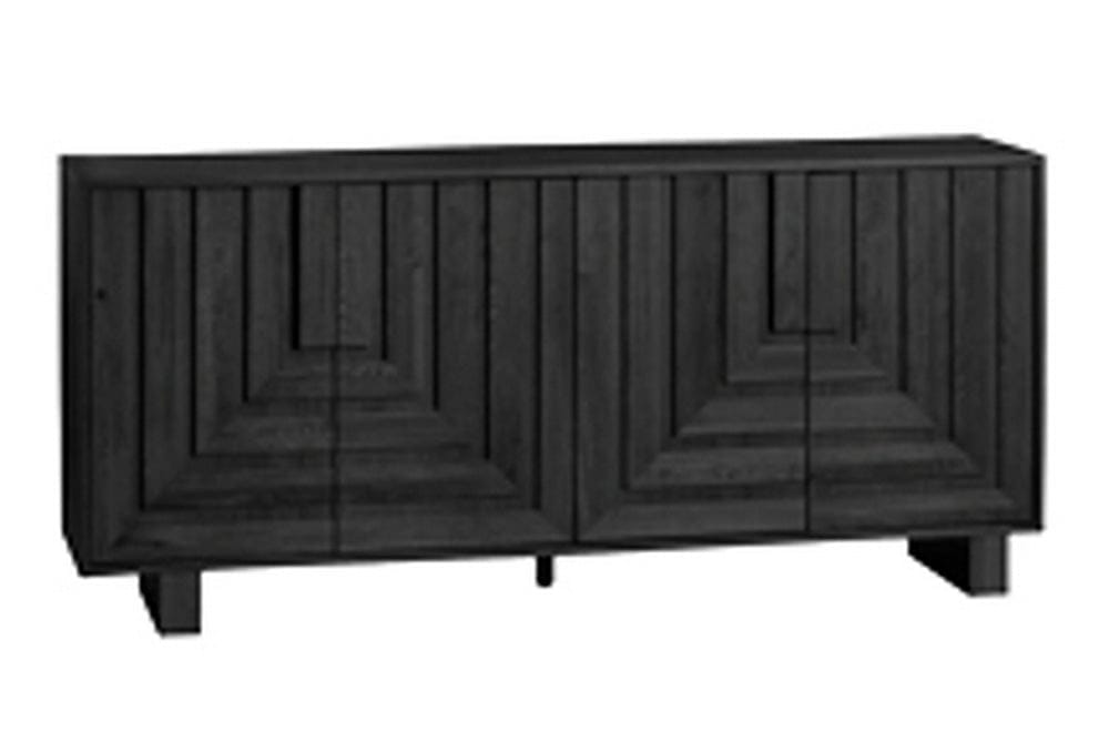 Crestview Collection - Dylan Black 74 in. Tan Solid Wood 4 Door Media Credenza / Sideboard - CVFVR8575 view 1