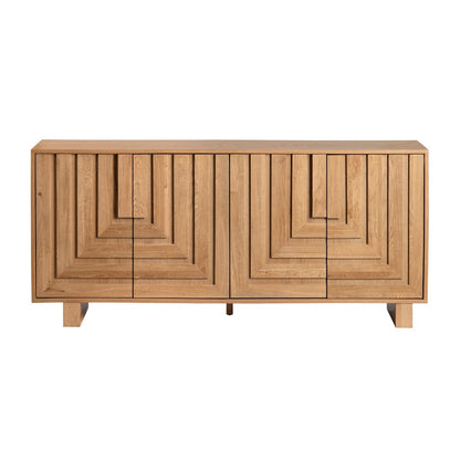 Crestview Collection - Dylan Brown 74 in. Brown Solid Wood 4 Door Media Credenza / Sideboard - CVFVR8414 view 2