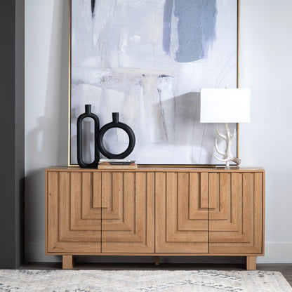 Crestview Collection - Dylan Brown 74 in. Brown Solid Wood 4 Door Media Credenza / Sideboard - CVFVR8414 view 6
