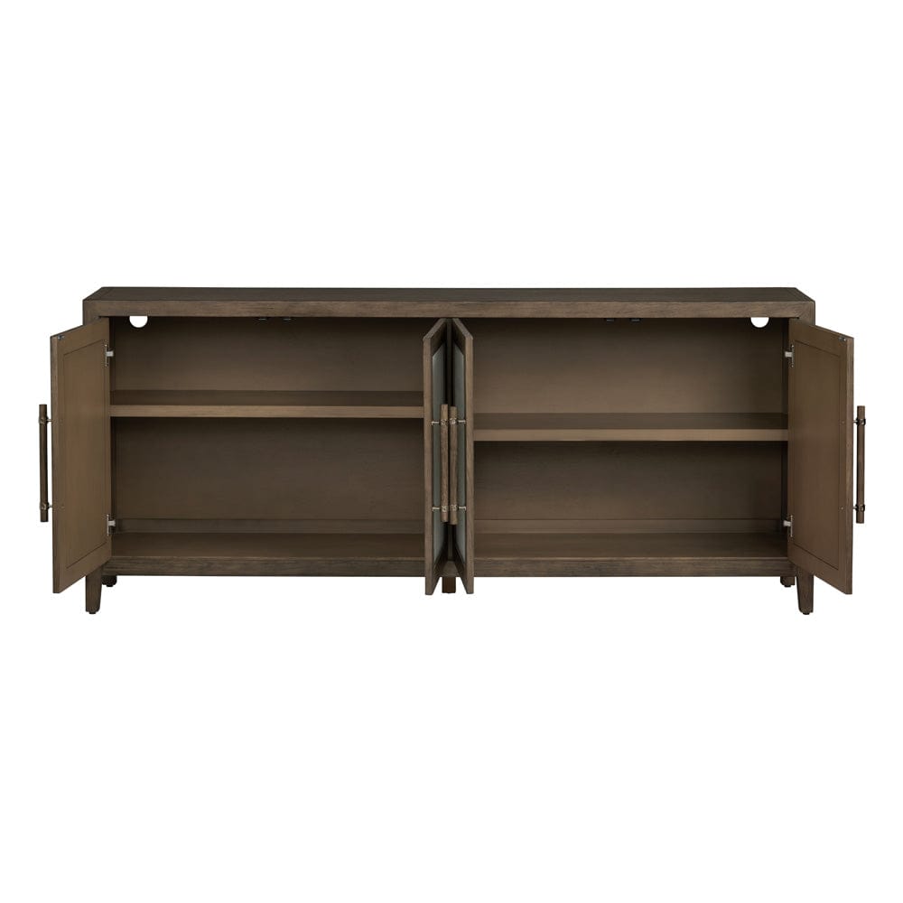 Crestview Collection - Finn 78 in. Brown Solid Wood 4 Door Media Credenza / Sideboard - CVFDR1204 view 3