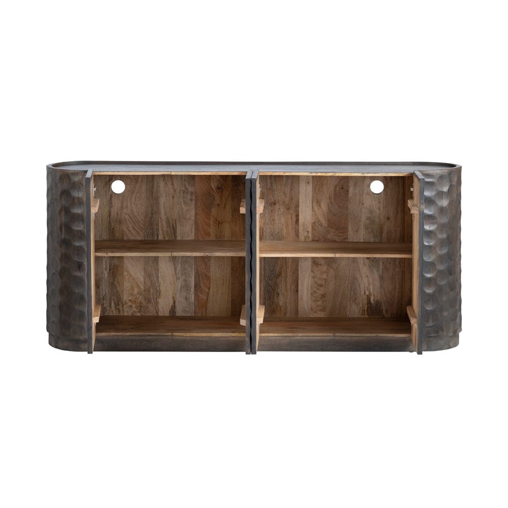 Crestview Collection - Gibson Brown 76 in. Gray Solid Wood 4 Door Media Credenza / Sideboard - CVFNR5222 view 3
