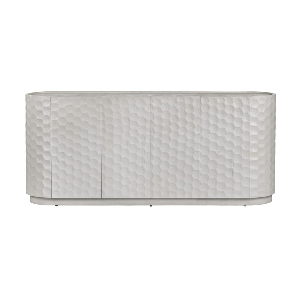 Crestview Collection - Gibson White 76 in. White Solid Wood 4 Door Media Credenza / Sideboard - CVFNR5220 view 2