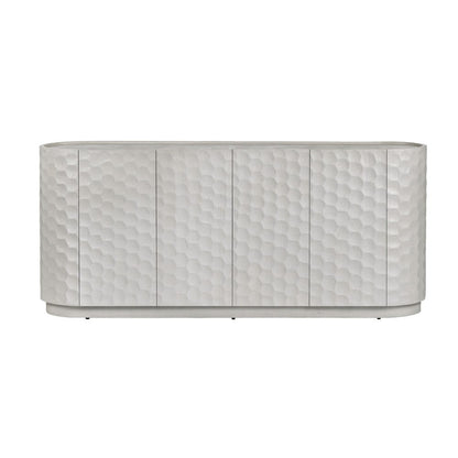 Crestview Collection - Gibson White 76 in. White Solid Wood 4 Door Media Credenza / Sideboard - CVFNR5220 view 2