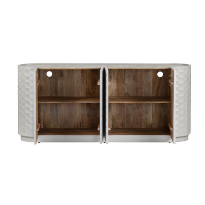 Crestview Collection - Gibson White 76 in. White Solid Wood 4 Door Media Credenza / Sideboard - CVFNR5220 view 3