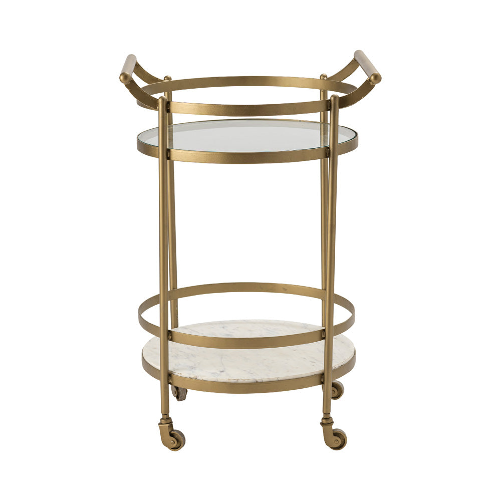 Crestview Collection - Gold Metal 1 Shelf Bar Cart Server with Casters - CVFNR5032 view 2