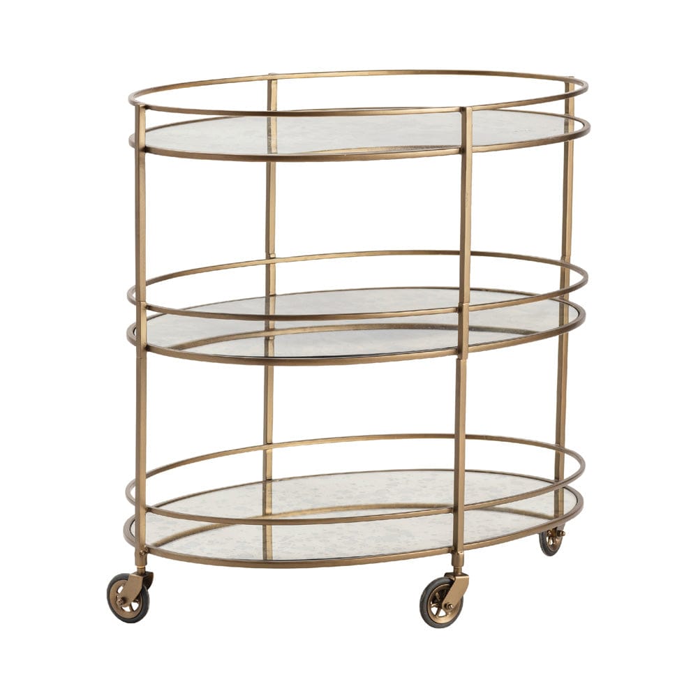 Crestview Collection - Gold Metal 2 Shelf Bar Cart Server with Casters - CVFNR5114 view 1