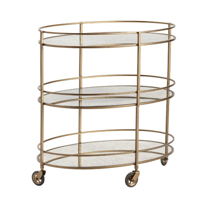 Crestview Collection - Gold Metal 2 Shelf Bar Cart Server with Casters - CVFNR5114 view 1