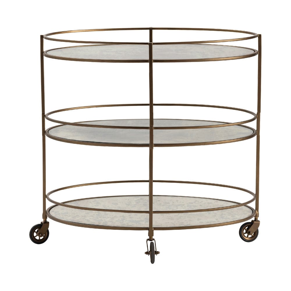Crestview Collection - Gold Metal 2 Shelf Bar Cart Server with Casters - CVFNR5114 view 2