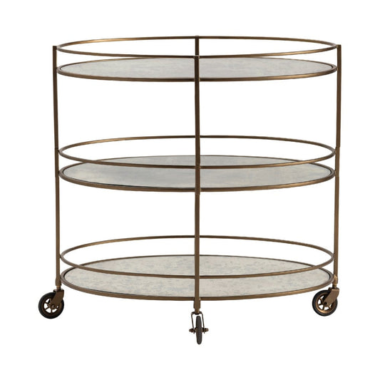 Crestview Collection - Gold Metal 2 Shelf Bar Cart Server with Casters - CVFNR5114 view 2