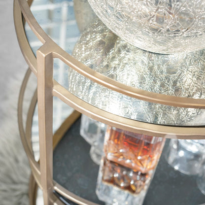 Crestview Collection - Gold Metal 2 Shelf Bar Cart Server with Casters - CVFNR5114 view 5