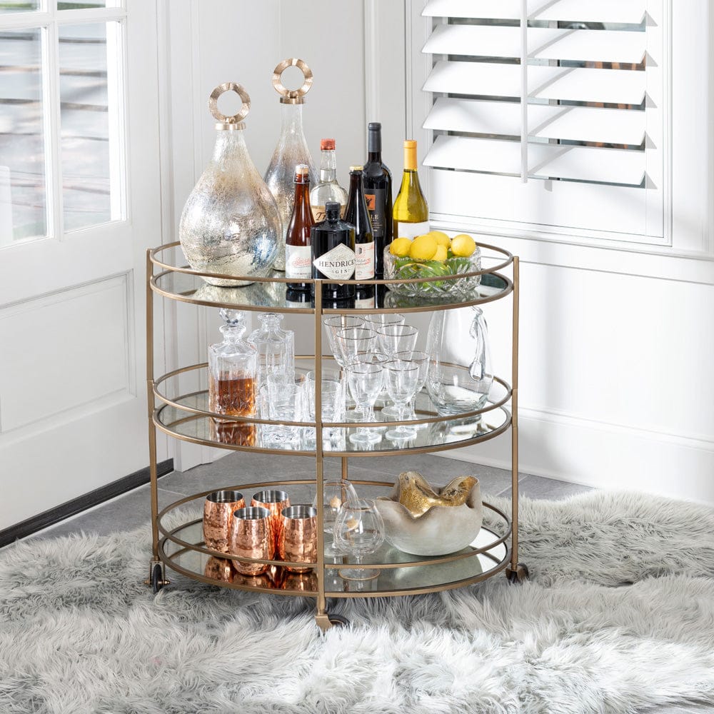 Crestview Collection - Gold Metal 2 Shelf Bar Cart Server with Casters - CVFNR5114 view 7